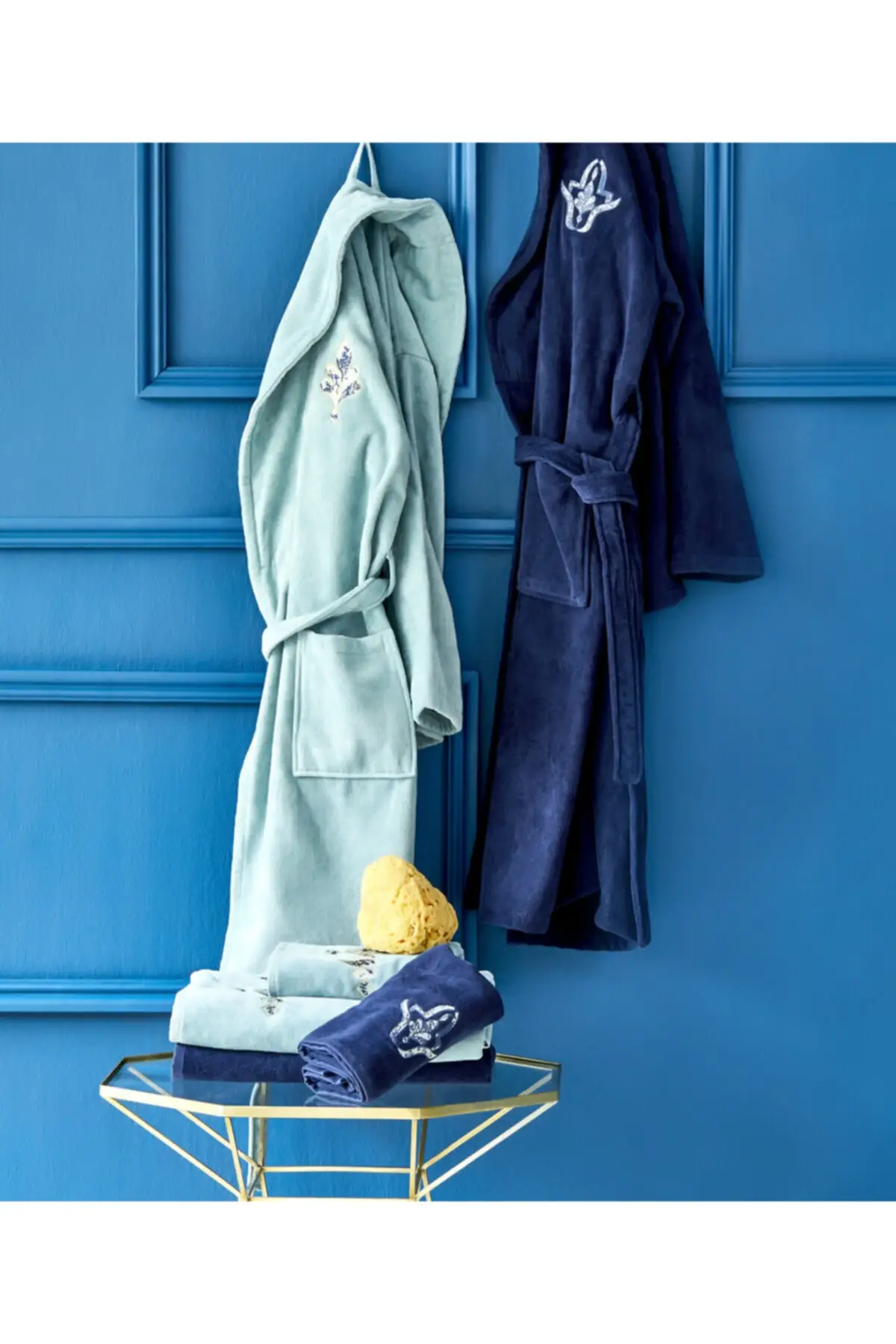 

Домашний марокканский Синий Золотой семейный набор с вышивкой из бархата