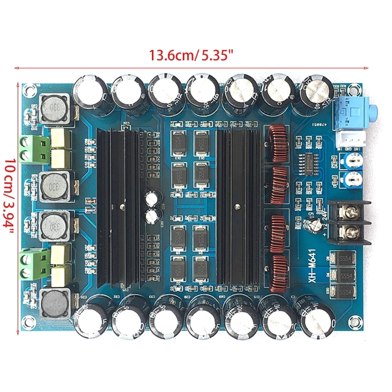 

XH-M641 мощный 2-канальный автомобильный усилитель маленького размера, прочный TPA3116D2 AMP 150 Вт + 150 Вт DC 12-24 В, Плата усилителя, 1 комплект L41E
