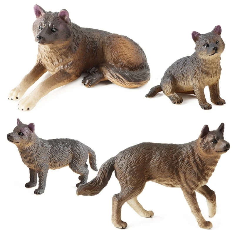 N0HB 4 шт. реалистичные фигурки волков набор фигурок животных подарок для любителей
