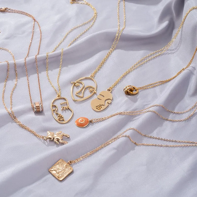 

ZWC New Popular Creative Necklaces Korean Womens Long Gold Chain Round 2023 Delicate Necklace Pendant Necklace Jewelry For Gift