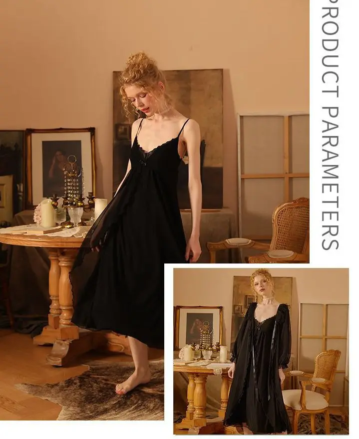 Women's Elegant Chic Soft Gauze Modal Lining Suspender Robe with Removable Chest Pad Nightgowns Sleepshirts Sleepwear