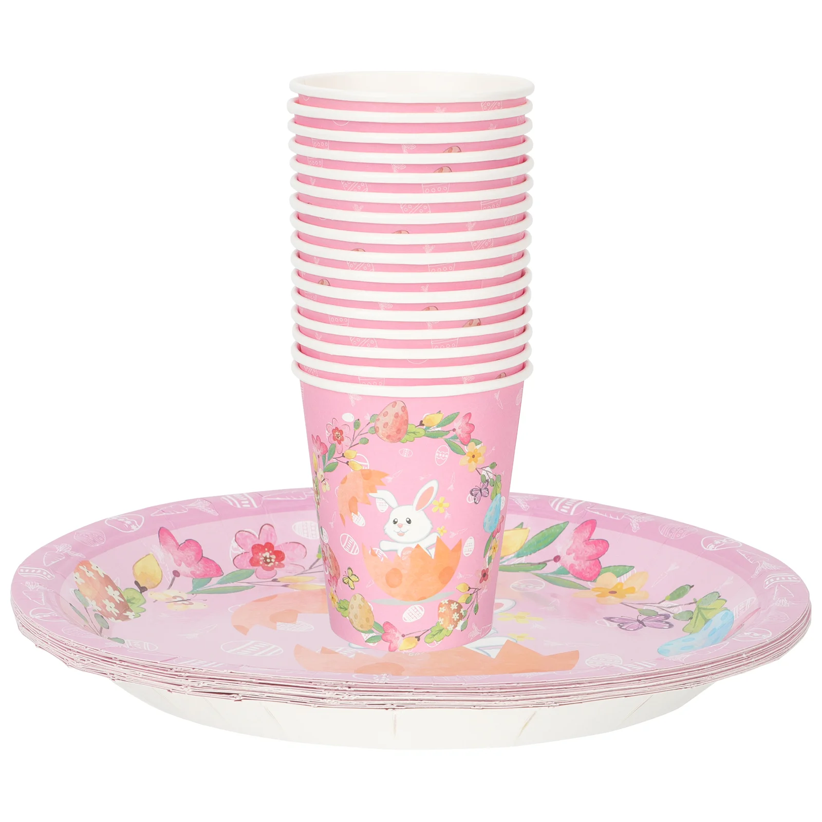 

1 Set of Rabbit Pattern Lovely Convenient Creative Paper And Cups Party Decorations for Easter Party
