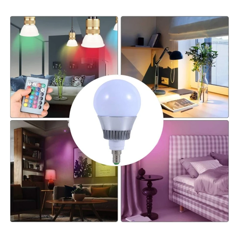 Акция! Светодиодсветильник лампа с изменением цвета RGB 10 Вт E14 16 цветов