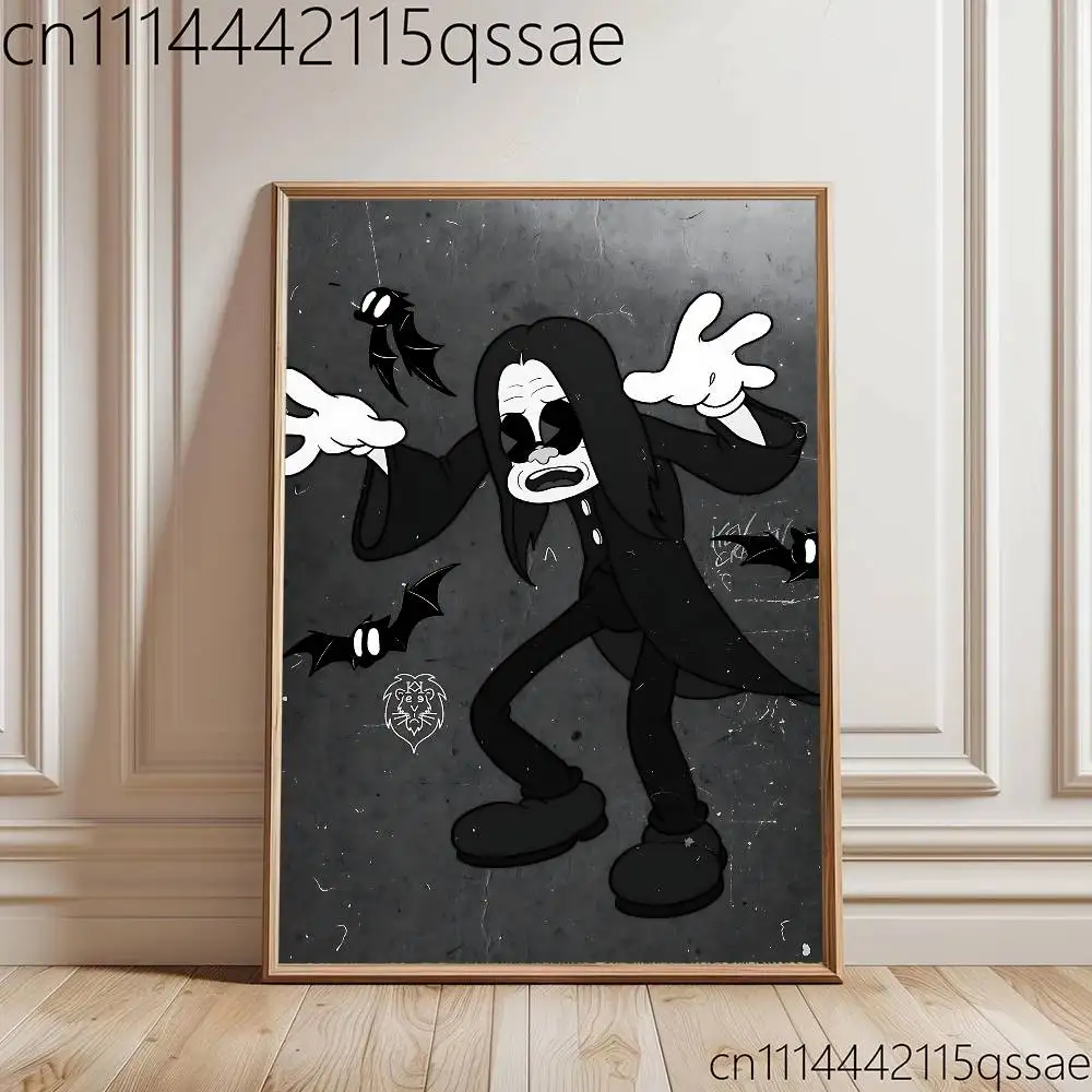 Фото Постер B-Black S-Sabbath Ozzy, самоклеящаяся художественная водонепроницаемая бумажная наклейка для декора стен в кофейне, баре, комнате. №3