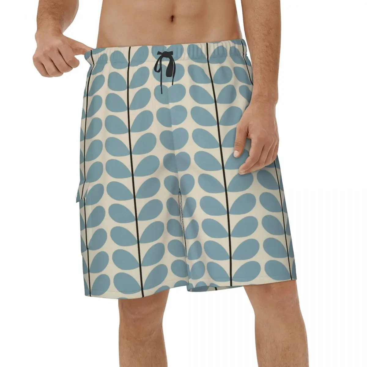 

Orla Kiely Beach Shorts Men Summer Fashion Leaf Swimsuits Board Shorts Breathable Running Surf Board Shorts