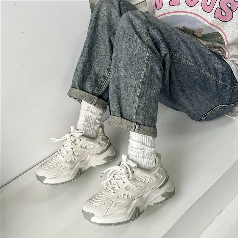 Fujeak Comfortable Sneakers for Women Size Large Non-slip Breathable Running Shoes Heightened Casual Shoes Trendy Female Shoes