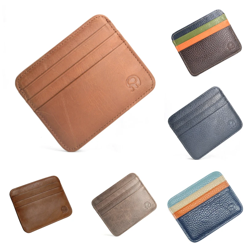 

New Arrival Vintage Men's Genuine Leather Credit Card Holder Small Wallet Money Bag ID Card Case Mini Purse For Male