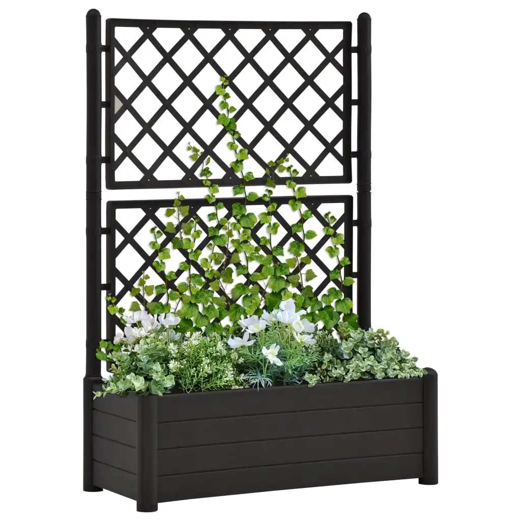 

Garden Planter with Trellis, Patio Plant Pots, Raised Bed 100x43x142 cm PP Anthracite