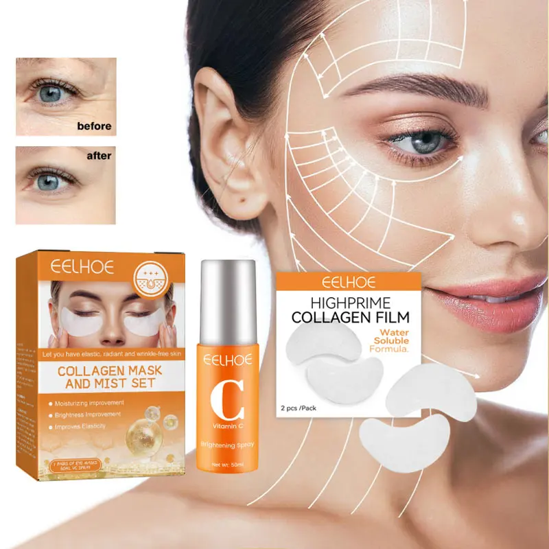Collagen Eye Mask Spray Set Anti Aging Soluble Film Eye Zone Recombination Anti Wrinkle Moisturizing Eye Skin Care