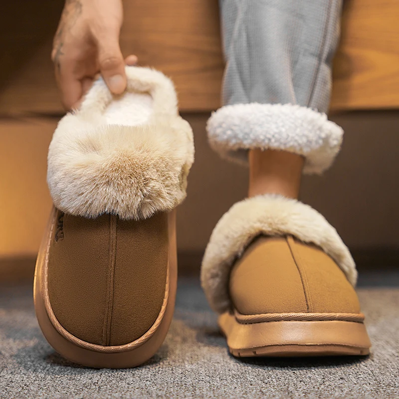 Новинка зимние плюшевые меховые тапочки для мужчин и женщин ботинки простые