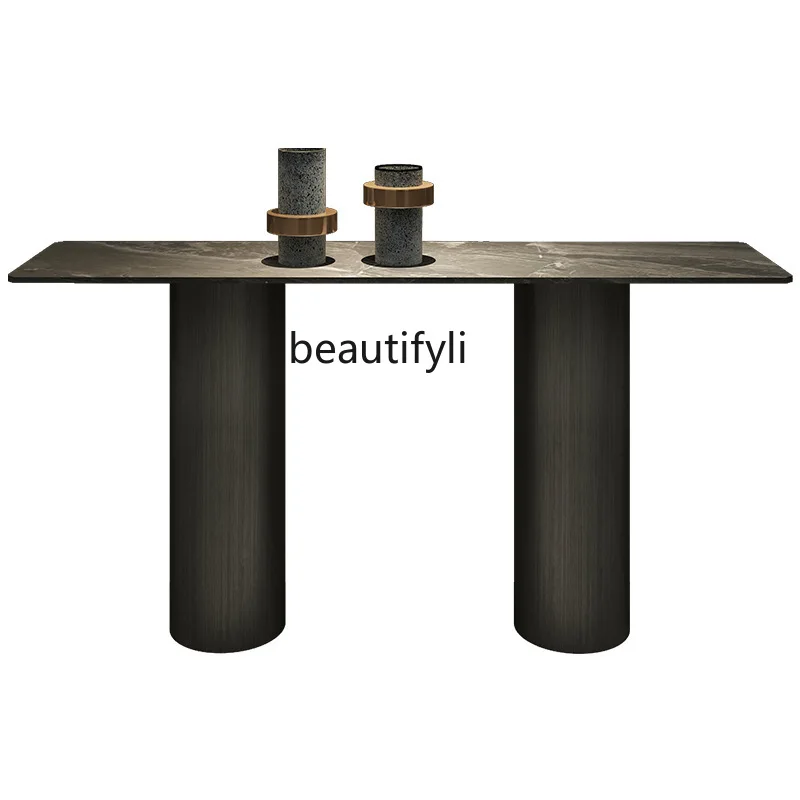 

yj Italian Light Luxury Entry Console Tables Wall Decoration a Long Narrow Table Marble Hallway Counter