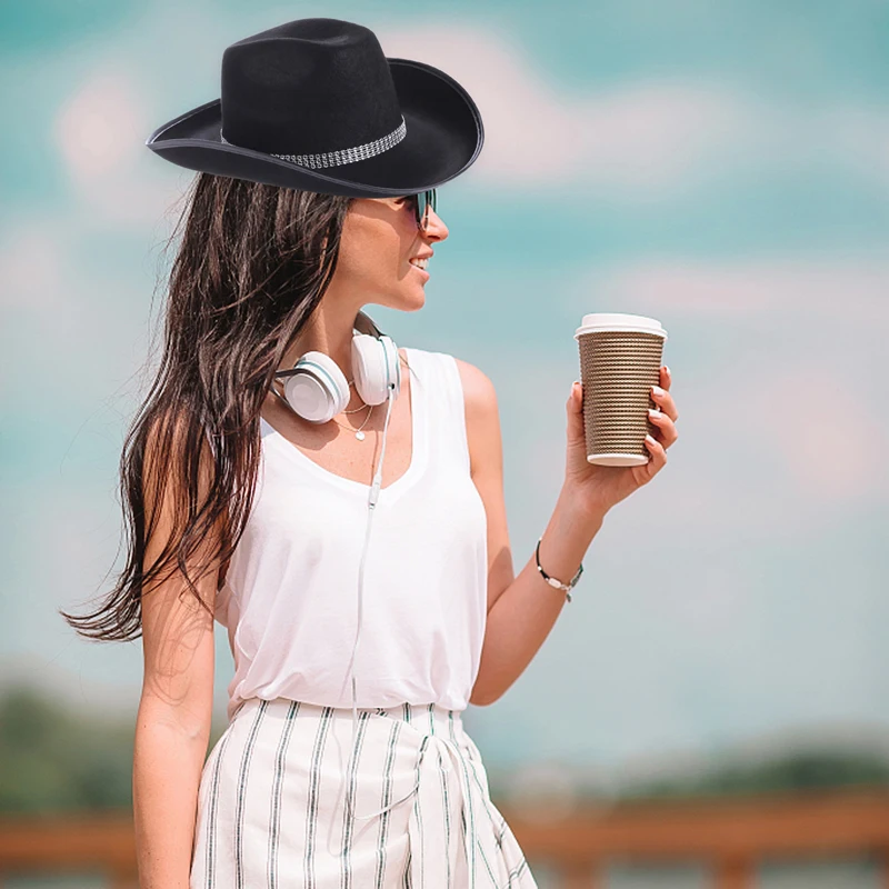 Avodoba-ковбойская шляпа для женщин и мужчин винтажный фетровый ковбойский костюм с