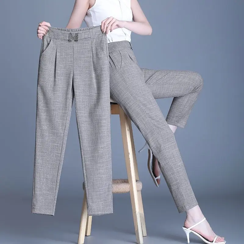 

2022 Suit Pants Woman High Waist Pants Office Ladie Fashion Formal Work Trousers Female Elegant Casual Straight Pants T625