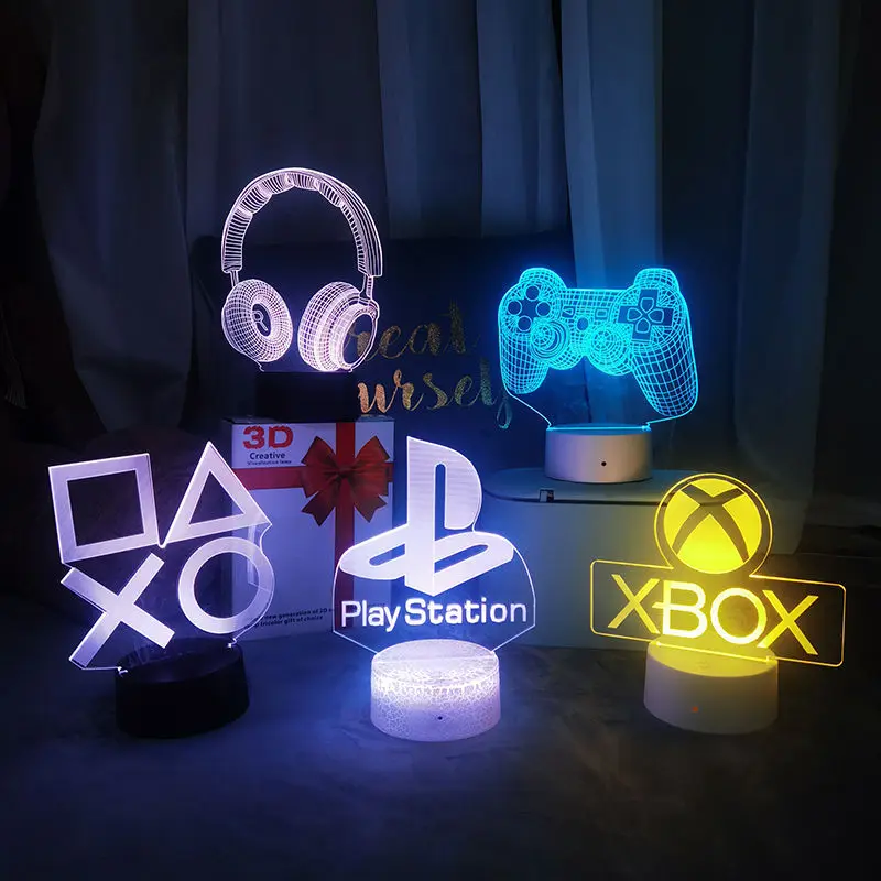 

Игровые 3D лампы, игровые наушники, светодиодная подсветка, ночник, украшение для спальни, манга, гаджеты, подарки