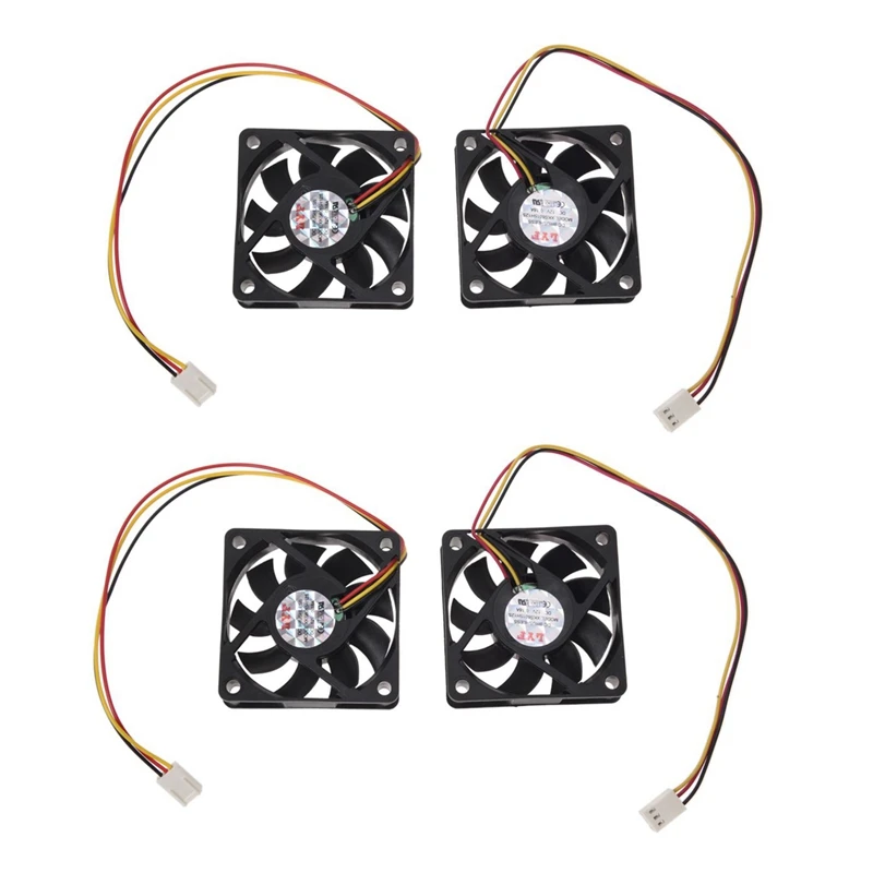 

60Mm 6Cm DC 12V 3 Pin Computer Case CPU Cooler Cooling Fan Black 4 Pcs
