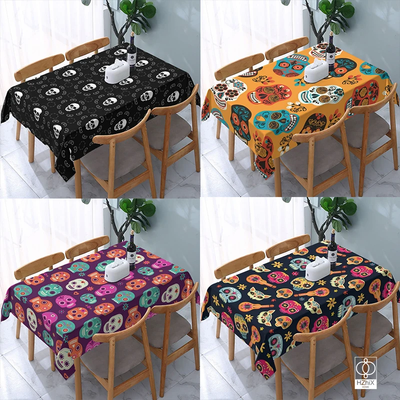 

Halloween Skull Pattern Tablecloth Nordic Simplicity Rectangular Picnic Cloth Dustproof Washable Party Cover Nappe De Table