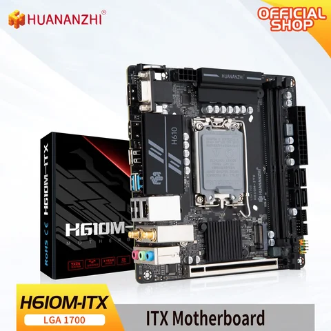 Материнская плата HUANANZHI H610M ITX DDR4 поддержка 12 13 Gen (процессор Intel LGA 1700 12100F 12400F 12490F 12600F 12700F 13600F)