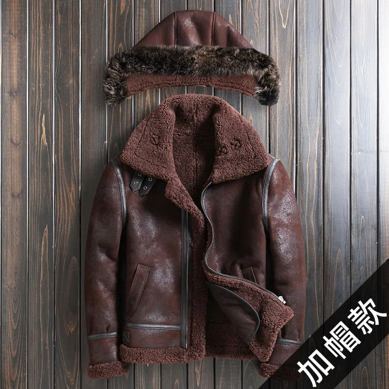 

Winter Jacket Men Parka Genuine Sheepskin Leather Jackets Real Sheep Shearling Coat Thick Clothes Veste Homme Plus Size