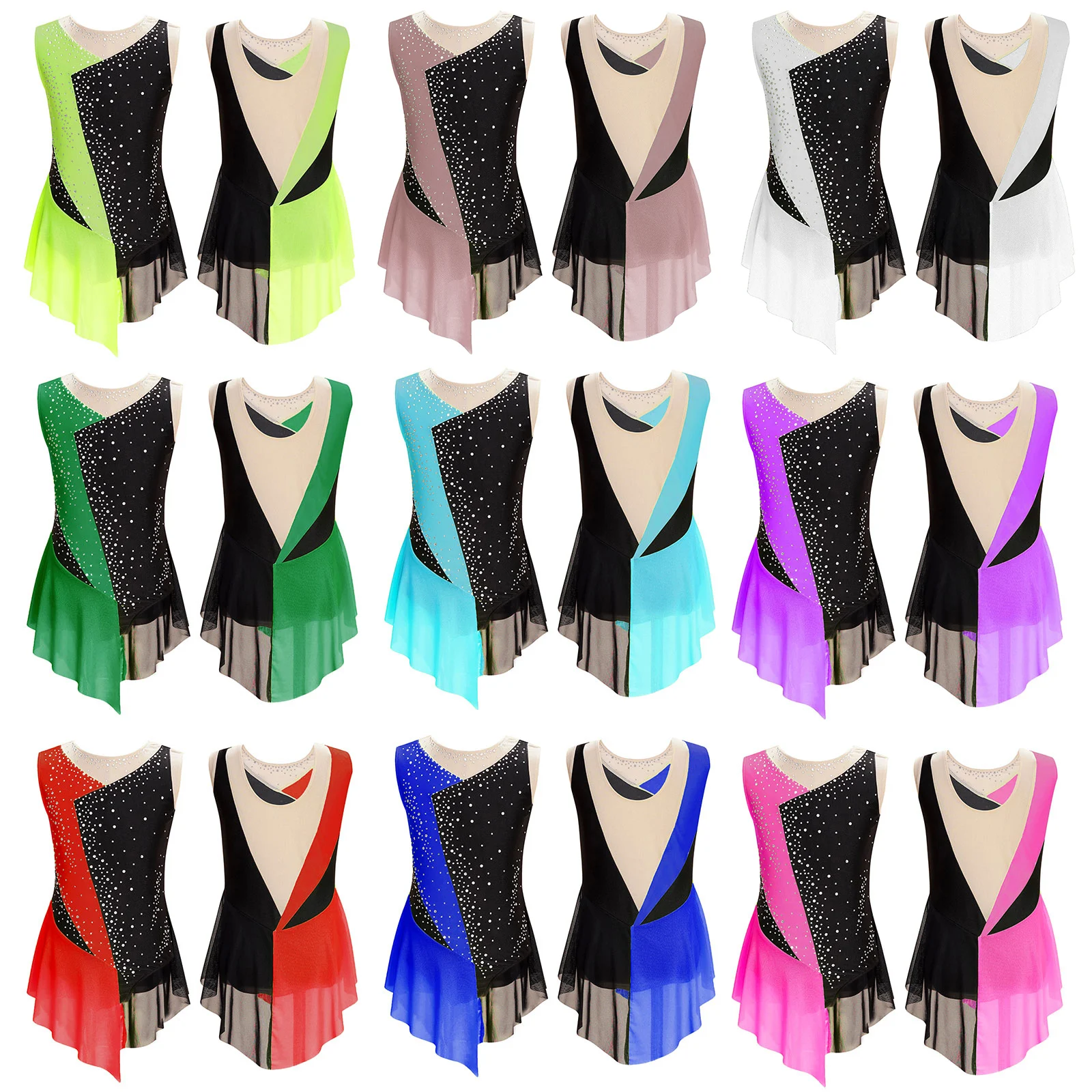 Детское гимнастическое трико для девочек платье фигурного катания боди со