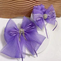 2022spring purple fashion barrette bow hair tie korea fairy organza lace ribbon top clip for woman hair rope hair accessories