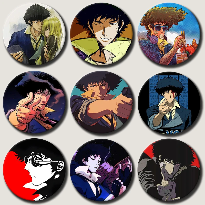 Фото 58 мм персонаж аниме C-cowboy B-Bebop Spike Spiegel значки броши креативные булавки для одежды шляпа рюкзак подарочные аксессуары №1