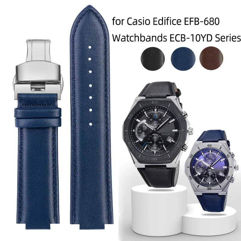 

Ремешок для часов из натуральной кожи для Casio Edifice, ремешки для часов, мужской браслет серии EFB-680, нержавеющая пряжка 12 мм 14 мм