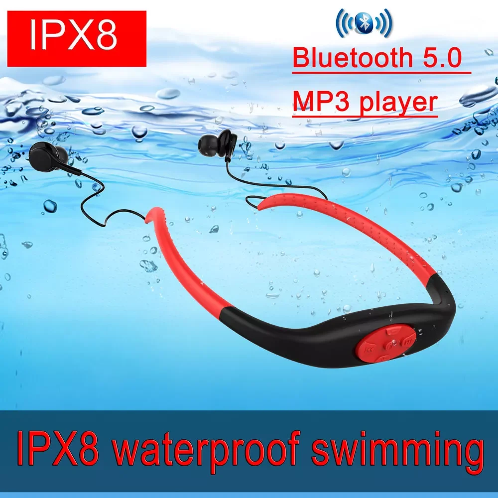 

New IPX8 bluetooth earphone 2020 FM stereo earphone waterproof swimming earphone mini sports wireless headphone mp3 player 8GB