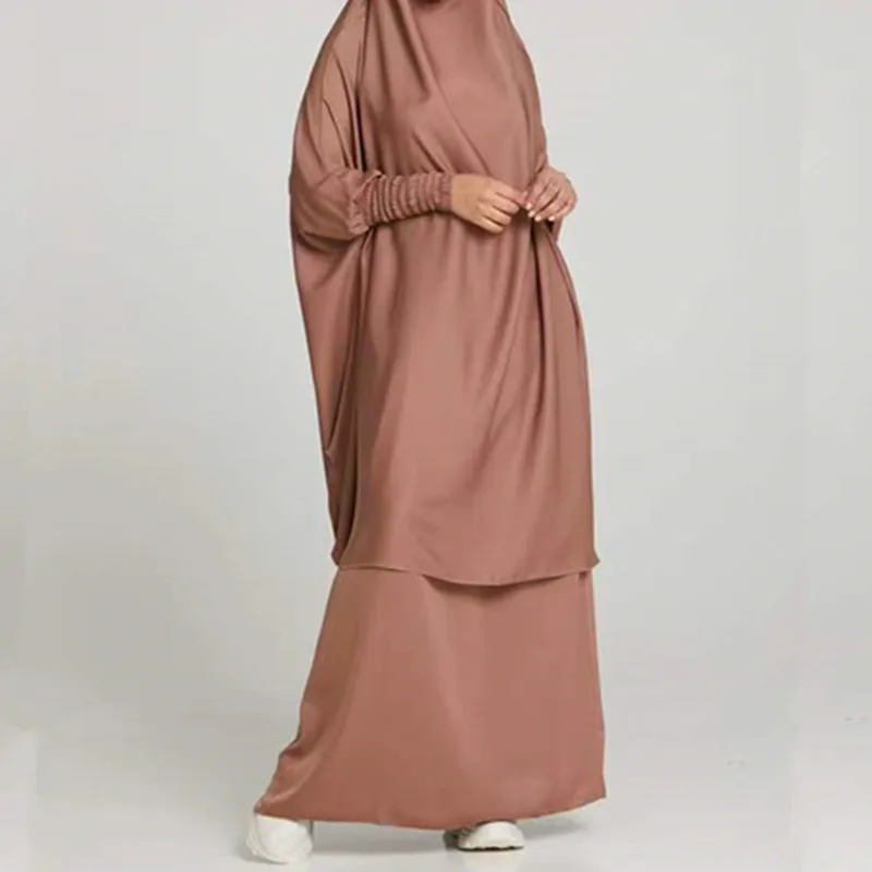 ИД мусульманская женская длинная молитвенная одежда комплект из 2 частей абайя платье полное покрытие мусульманская одежда Кафтан Женский ...