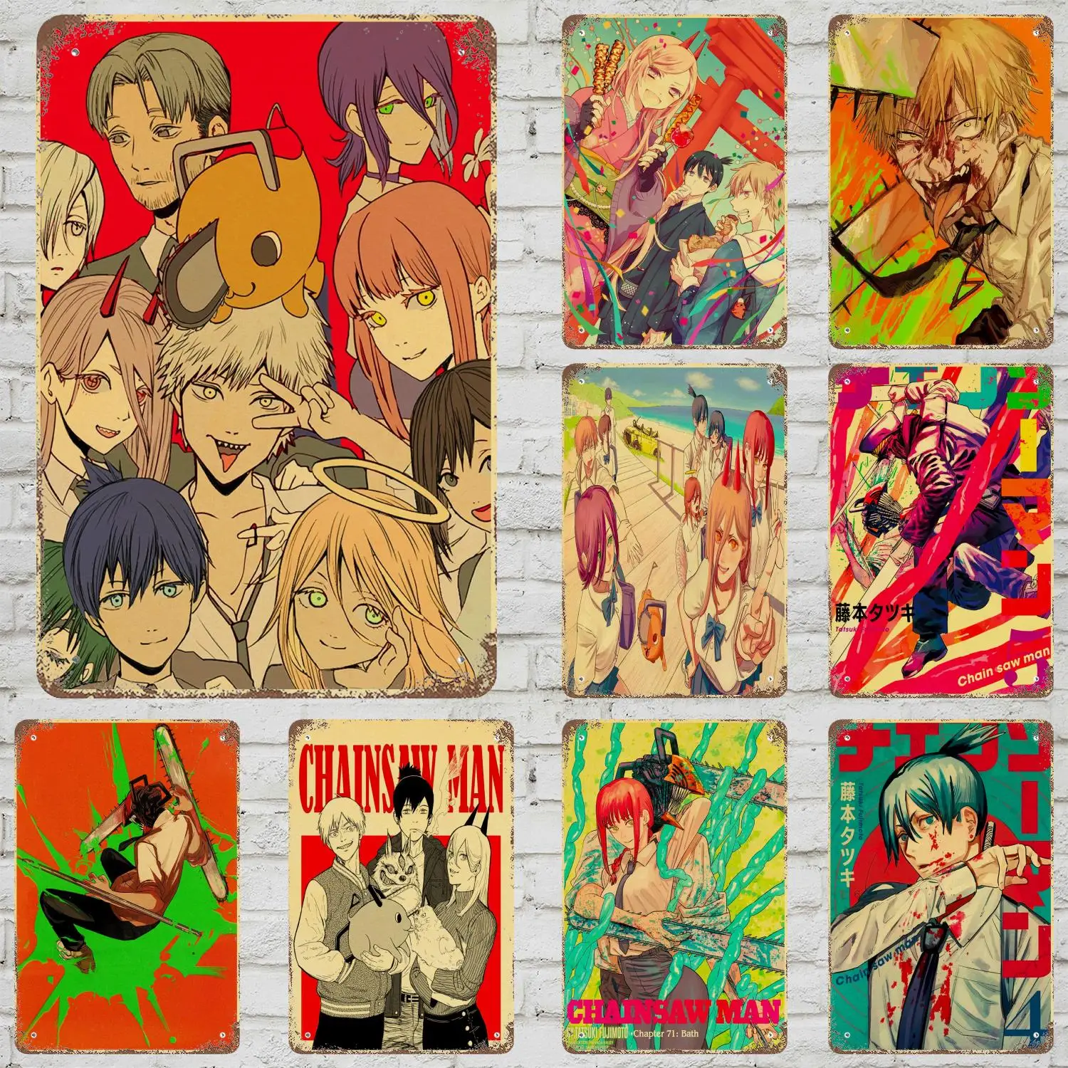 

Figure Chainsaw Man Aesthetic Power Wall Art Decor Decoration Gift Metal Posters Metal Tin Signs Vintage Decor for bedroom