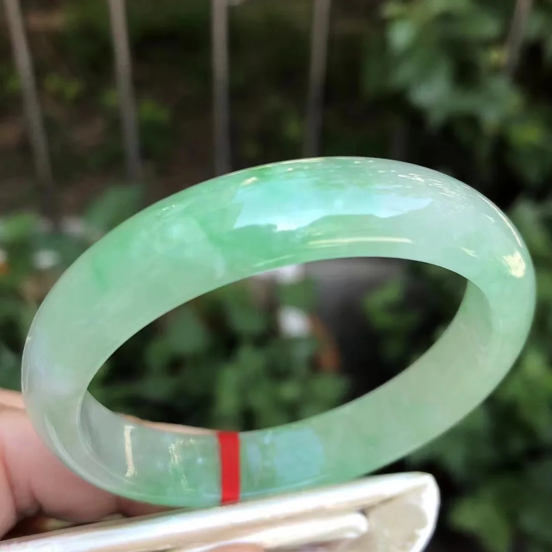 

Natural Myanmar jadeite bangle flat bar real jadeite bangle natural green jade stone for woman temperament bracelets 52mm 06