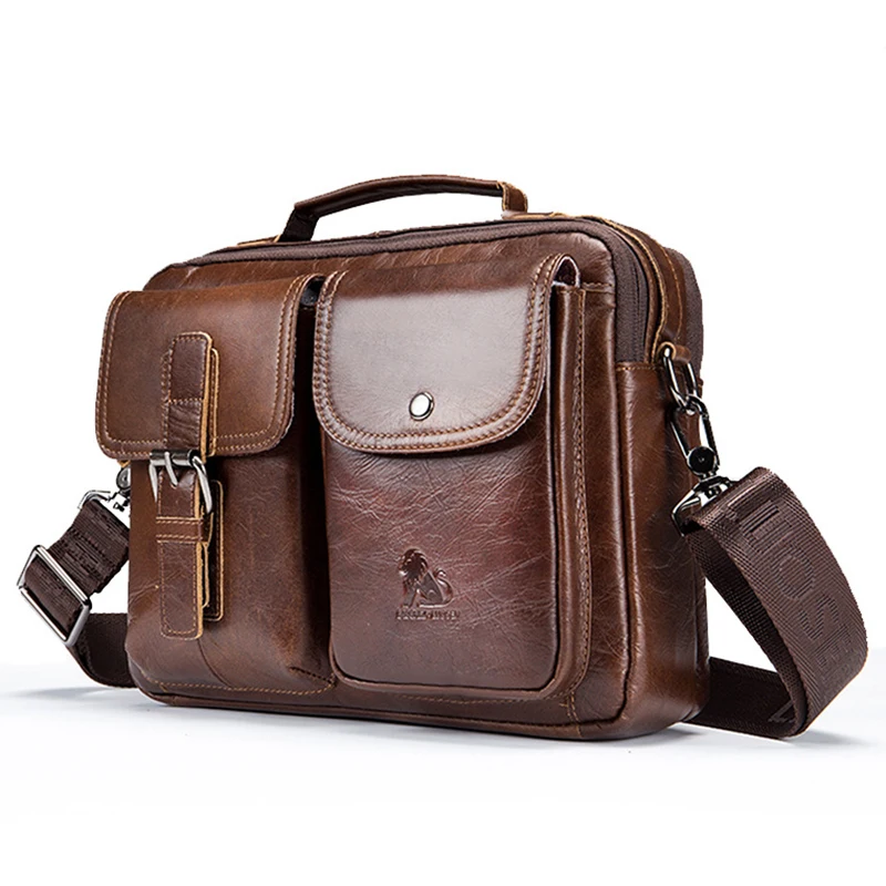 Мужская сумка через плечо из воловьей кожи в стиле ретро