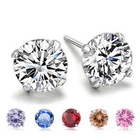 ventfille 100 925 sterling silver stud earring for women girl gift colorful zircon crystal jewelry small exquisite wholesale