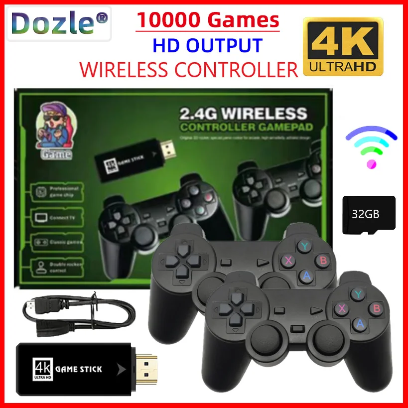 

Консоль для видеоигр 32G Stick Lite 4K, встроенные 10000 игр, ретро игровая консоль, беспроводной контроллер для GBA, подарок на Рождество, Прямая поста...