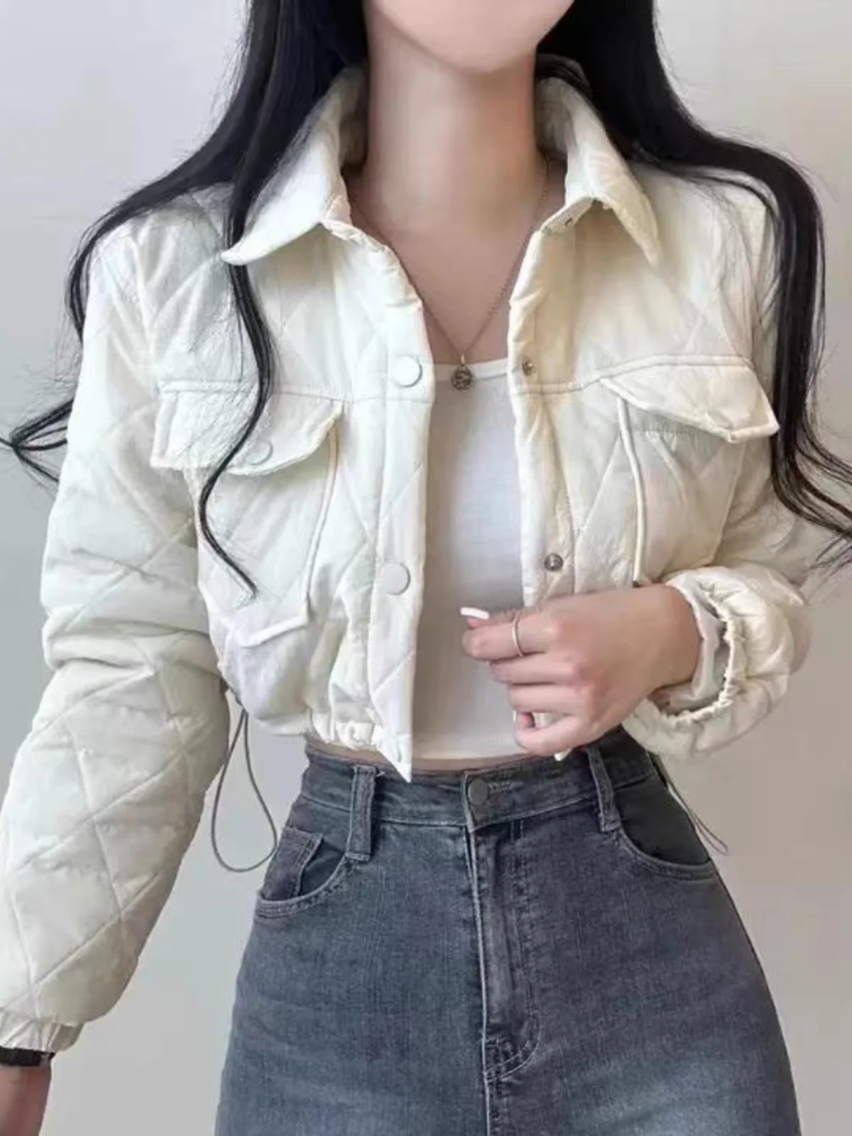 Осенне-зимний возрастной дизайн пряжка на шнурке короткий пуховик с небольшой