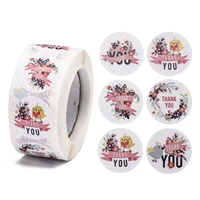 500pcs thank you self adhesive paper gift tag stickers for party decorative presents flat round word 25mm 500pcsroll