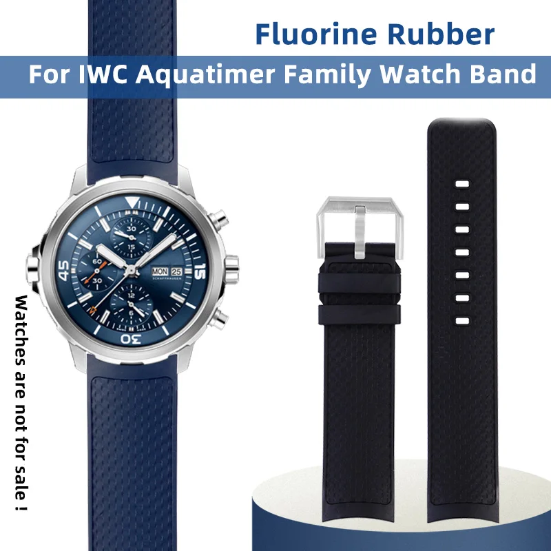 

High Quality Fluororubber Strap For IWC Aquatimer Family Darwin's Adventure IW376803 IW379503 Watch Band Quick-release 22MM Men
