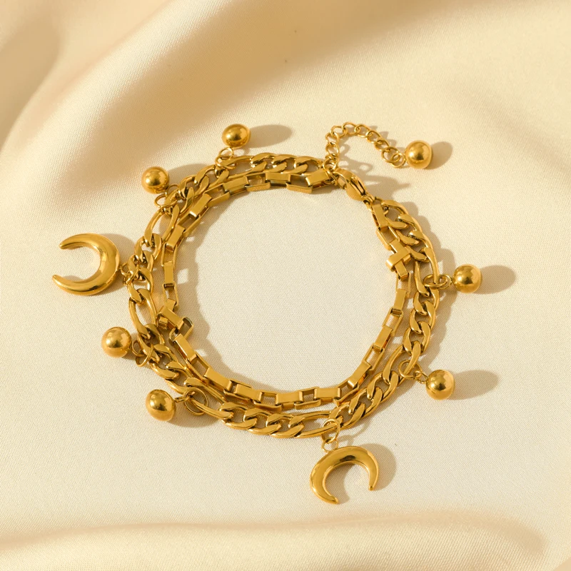 EILIECK нержавеющая сталь 316L золотого цвета морская звезда луна браслет-подвеска