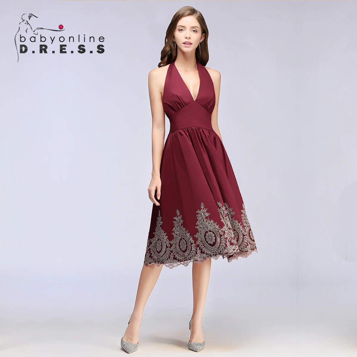 

Платье женское вечернее с V-образным вырезом, лямкой на шее и открытой спиной