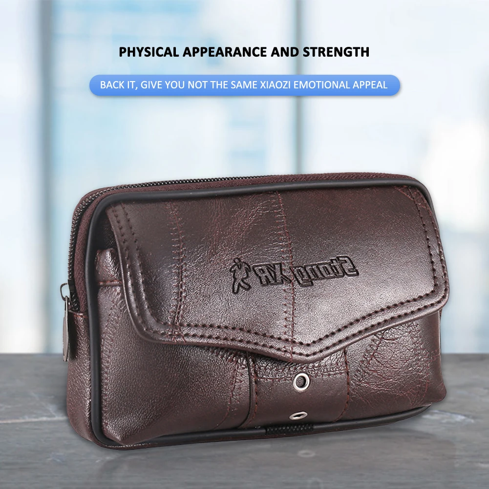 

Genuine Leather Waist Packs Men Classic Texture Creative Delicate Design Travel Casual Fanny Bum Bag Phone Belt Pocket