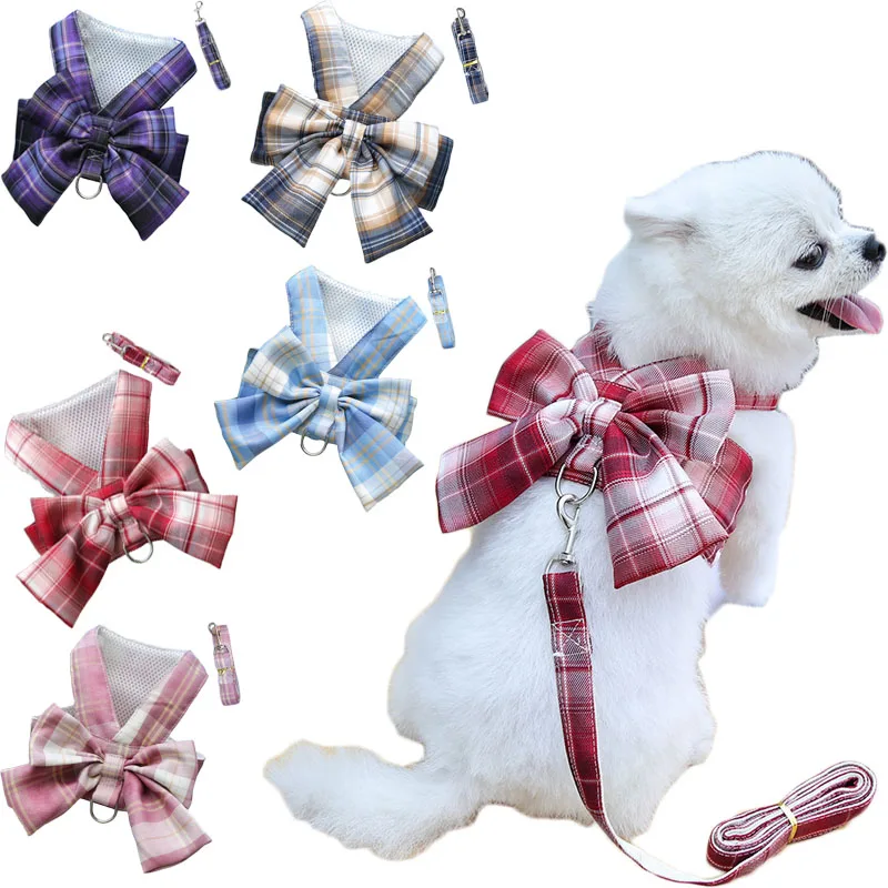 

Cat Dog Harness Plaid Pet Accessories Mesh Dog Vest Harness Leash For Small Medium Dog Yorkie Puppy Kitten Chest Strap Harnesses