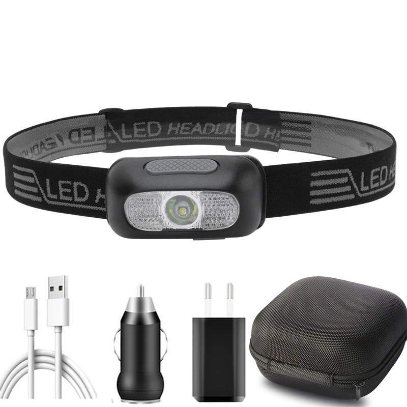 

Налобный мини-фонарь с зарядкой светодиодный USB и датчиком движения