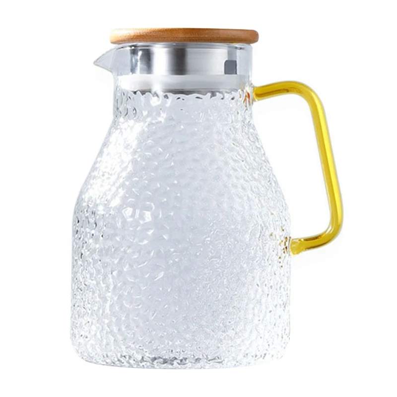 

Water Pitcher Glass Water Pot 2000Ml Heat Resistant Water Jug And Glass Set Square Kettle Boiling For Tea Home