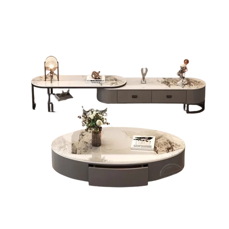 Итальянская фотография роскошный овальный журнальный столик Снежная гора белая