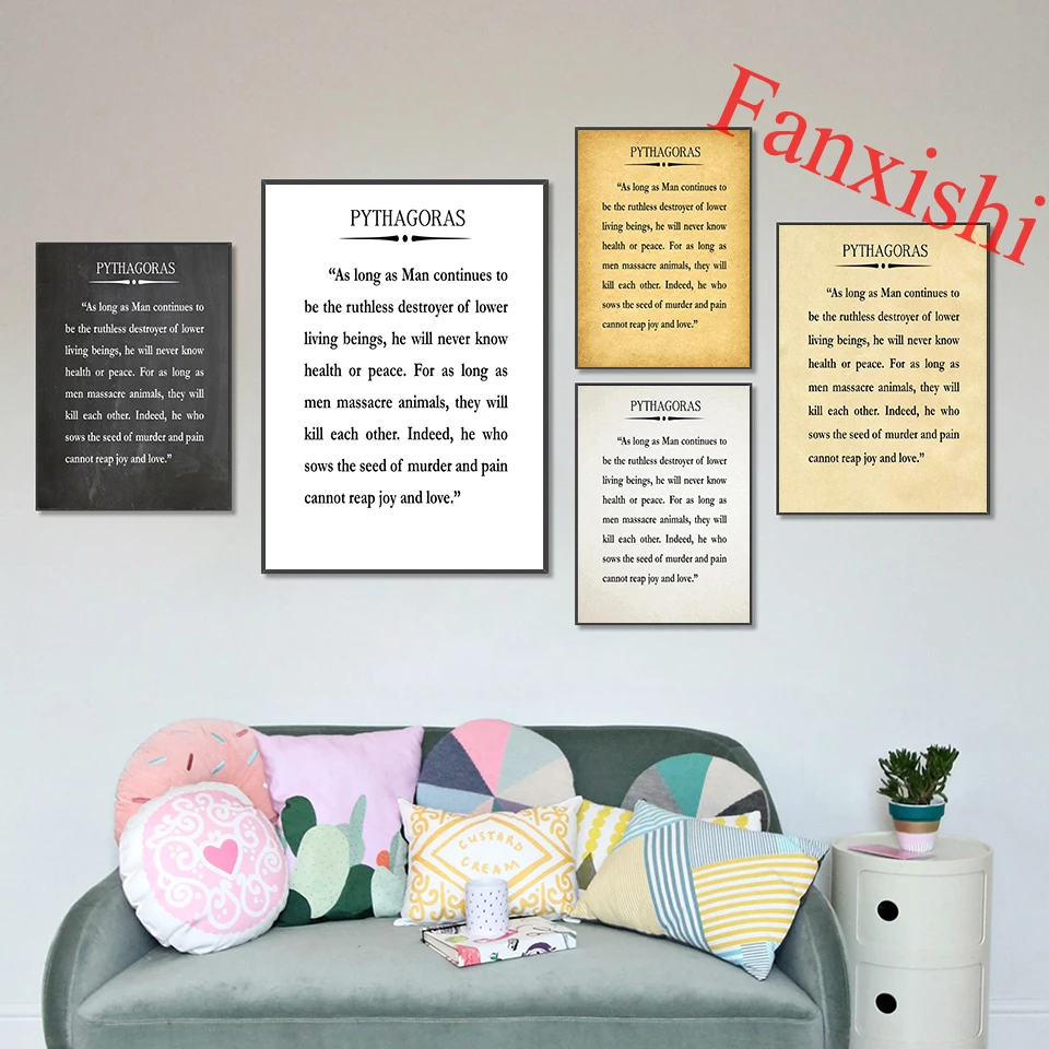 

Pythagoras Vegan Quote Vegetarian Poster Prints Hd Wall Art Canvas Modular Pictures Home Decor Painting for Living Room