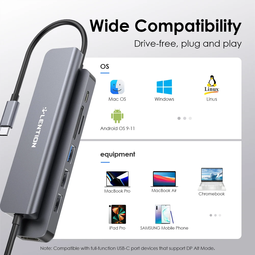 Фото USB-концентратор Lention 3,0, 4K, 30 Гц, Type C на HDMI, 2,0 PD, 100 Вт №5