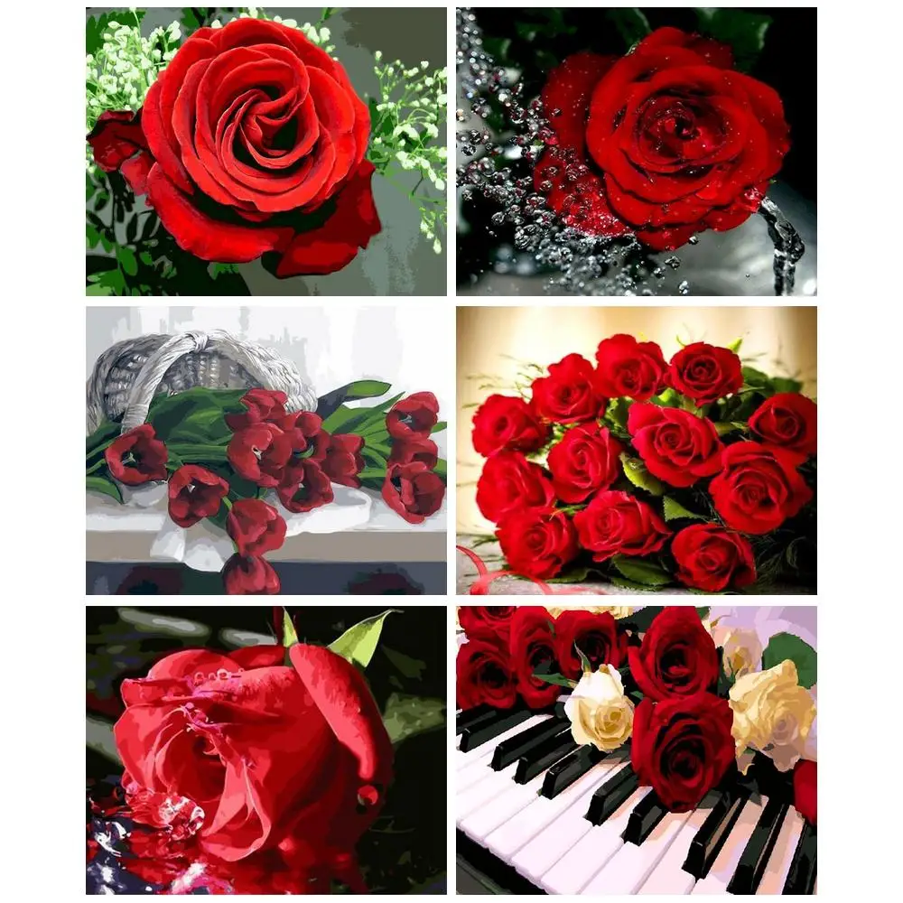 

CHENISTORY Modern Paint By Numbers On Canvas Paintings On Number Roses Number Painting Wall Decor Drawing By Numbers