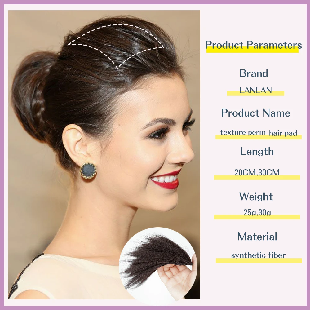 Synthetic Invisible Textured Perm Hair Pad Piece Hair Extension Clip In The Hair Increase The Volume Top Sides Of The Head images - 6