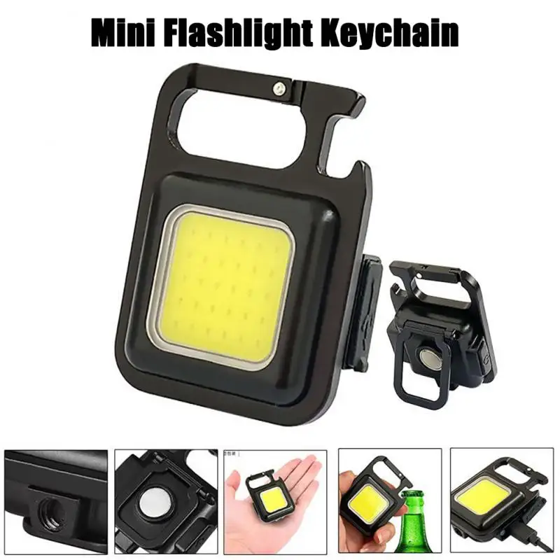 

Mini Flashlight Keychain LED Pocket Emergency Light USB Charging Outdoor Camping Light Portable Waterproof Flashlights Corkscrew