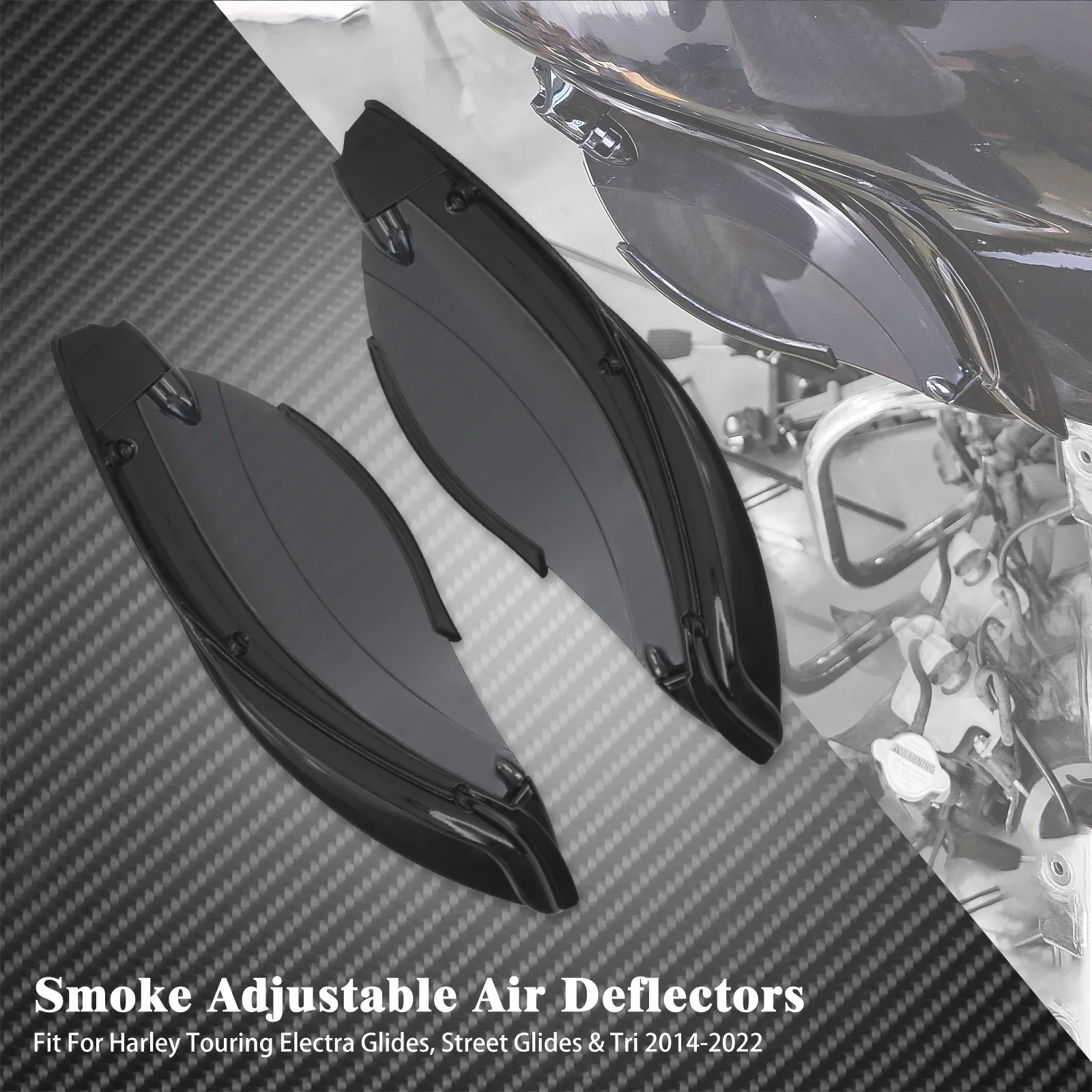 

Регулируемый хромированный/дымчатый обтекатель «летучая мышь» для мотоцикла, боковой дефлектор крыла для Harley Touring Electra Street Tri Glide 2014-2022