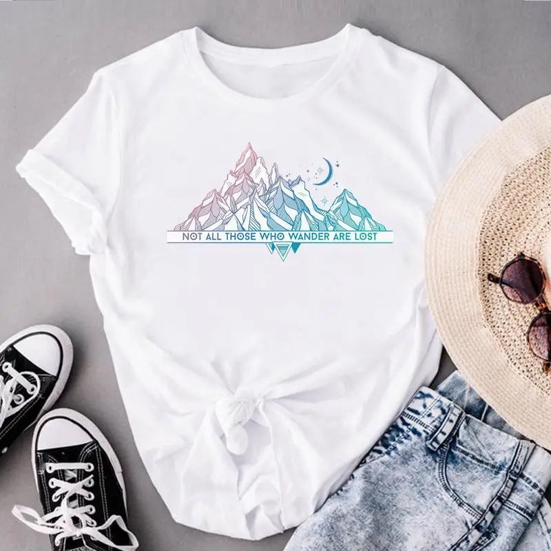 

Women Clothes Mountain Sweet New 90s Trend Print Tops Fashion Lady Short Sleeve Tees Female Summer Tshirt Graphic T-Shirt